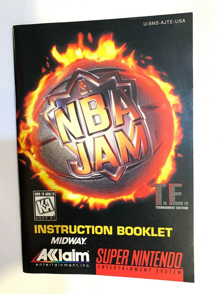 NBA Jam TE Tournament Edition T.E. SNES Super Nintendo Instruction Manual Only
