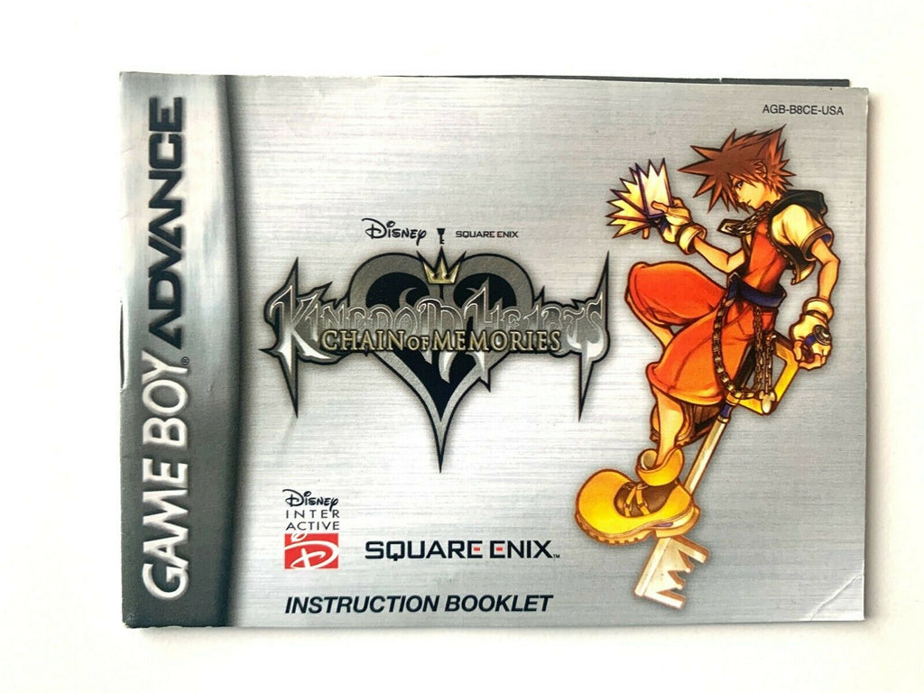 KINGDOM HEARTS CHAIN OF MEMORIES Gameboy Advance GBA Instruction Manual Booklet