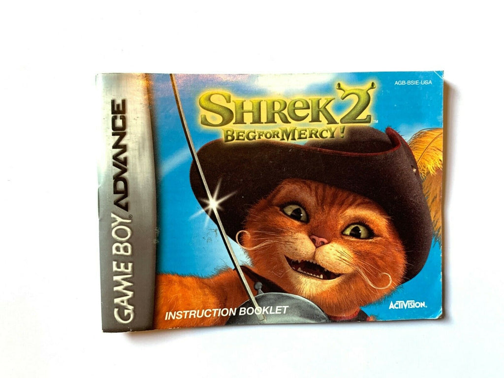 Shrek 2 Beg for Mercy Manual Nintendo Gameboy Advance GBA Game Boy