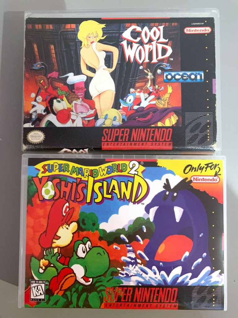 Yoshi's Island & Cool World Super Nintendo Game Case Lot of 2