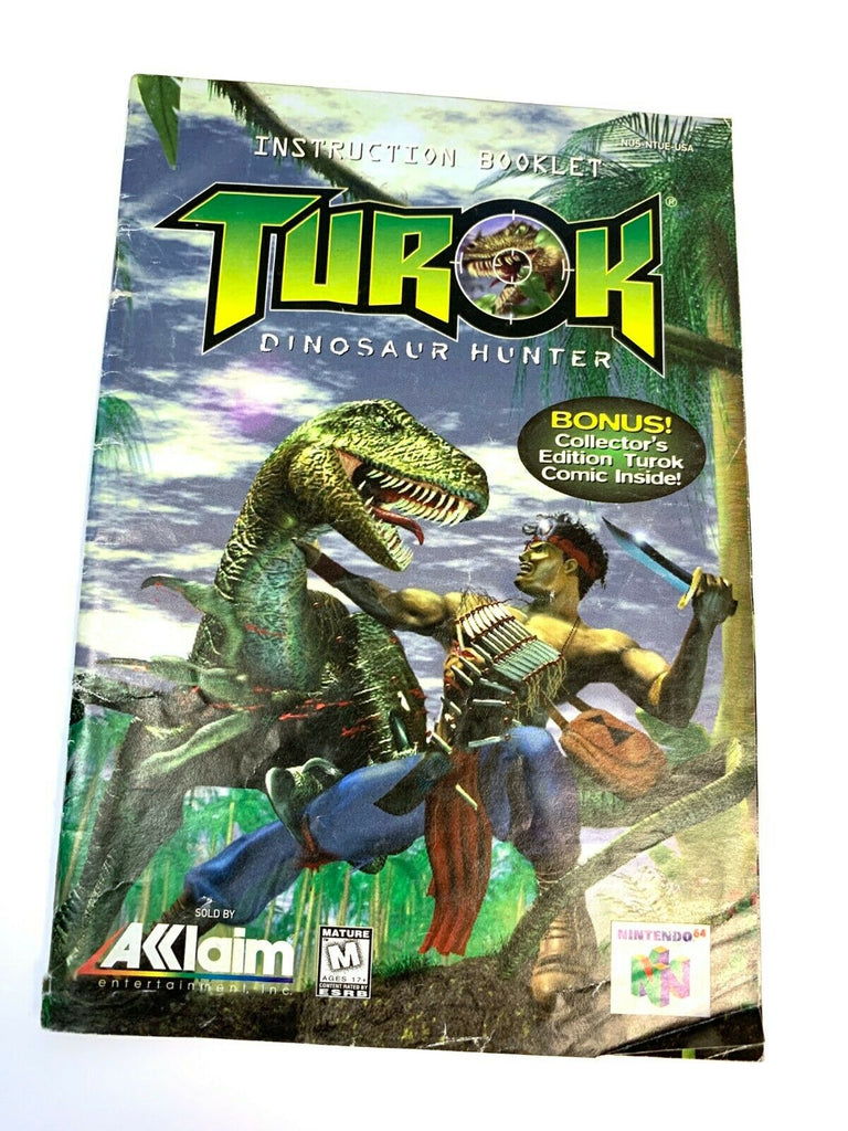 TUROK Dinosaur Hunter NINTENDO 64 N64 Instruction Manual Booklet w/ COMIC