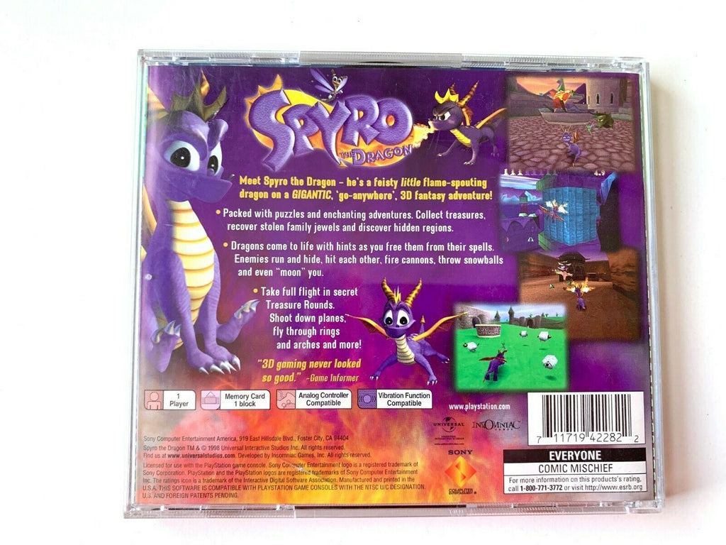 Spyro The Dragon - Original PS1 Playstation 1 Game COMPLETE Tested + Working!