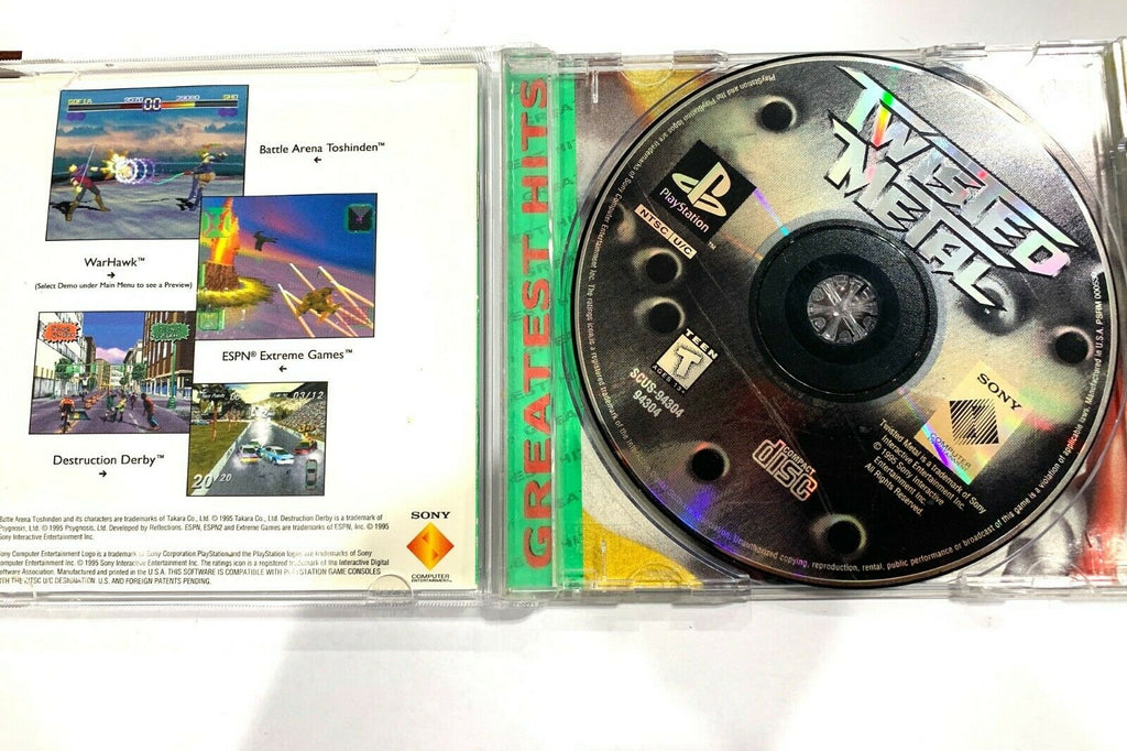 Twisted Metal PS1 SONY PLAYSTATION 1 GAME COMPLETE CIB Tested + Working!