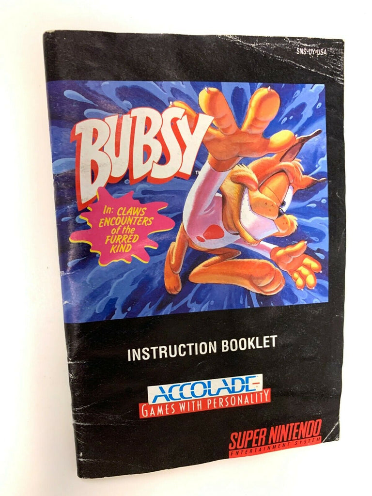 Bubsy SNES Super Nintendo Instruction Manual Only Booklet Book