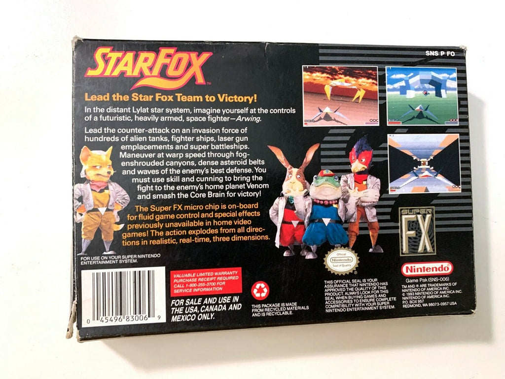 EXCELLENT STARFOX SUPER NINTENDO SNES GAME IN ORIGINAL BOX COMPLETE CIB