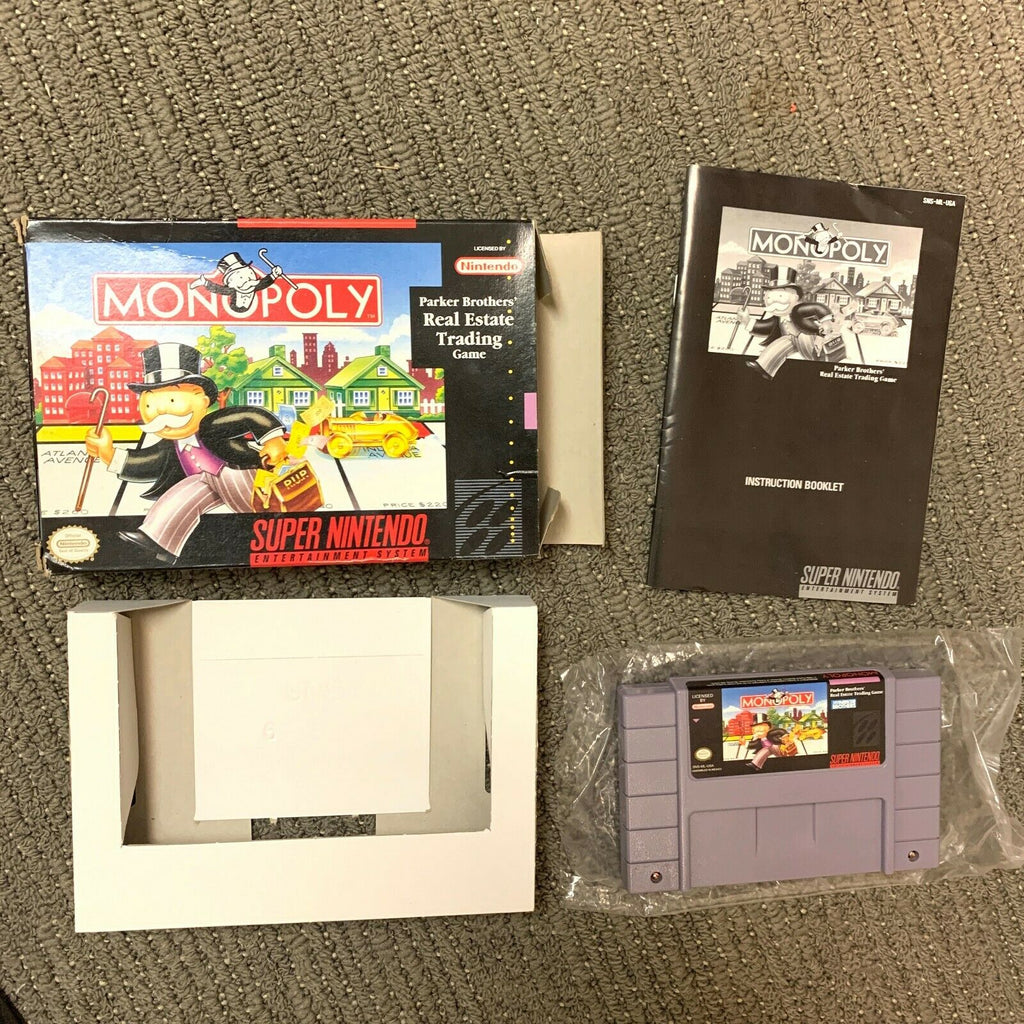 Monopoly SUPER NINTENDO SNES GAME Complete in box CIB w/ Manual Boxed