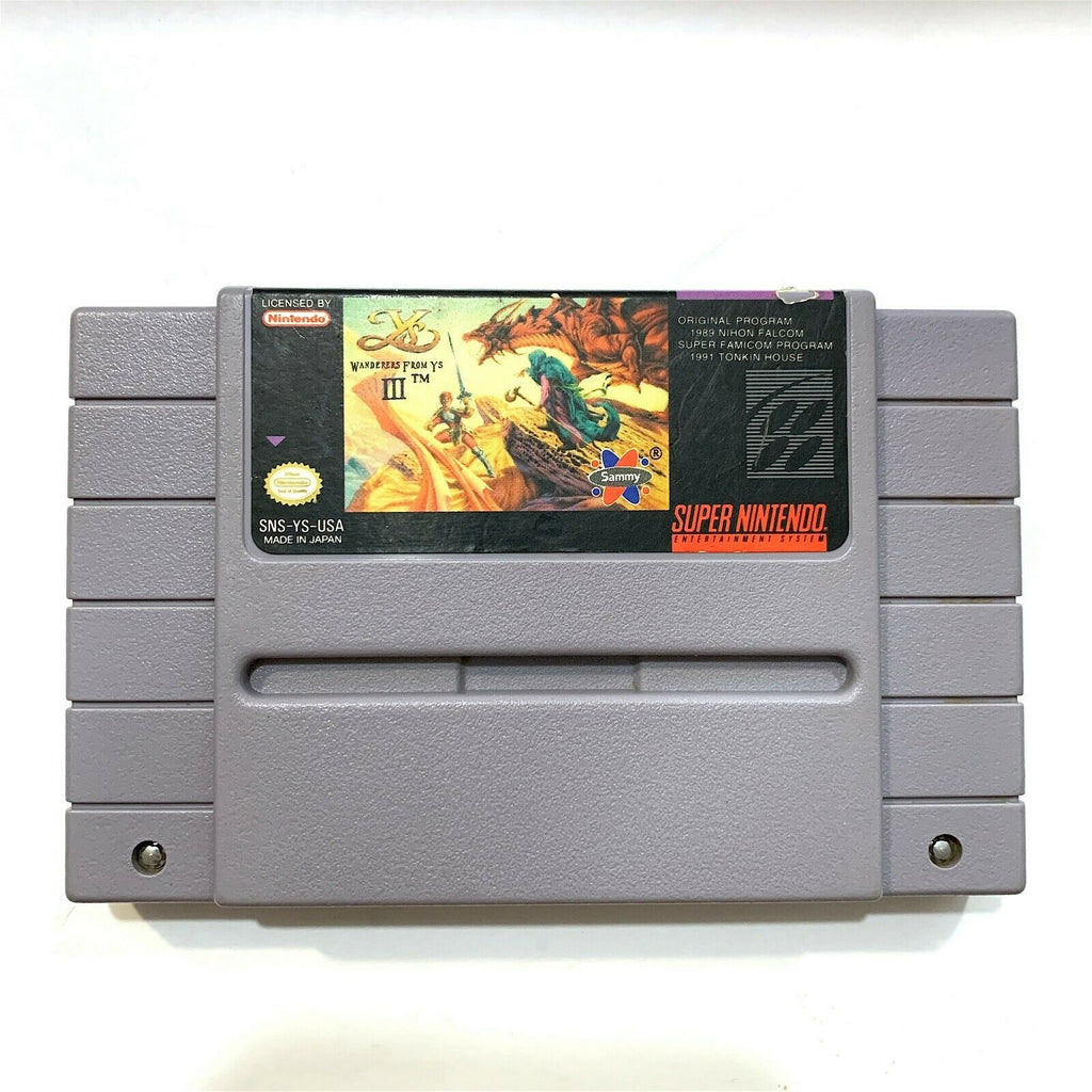 Ys III: Wanderers From Ys SUPER NINTENDO SNES Game - Tested - Working Authentic!