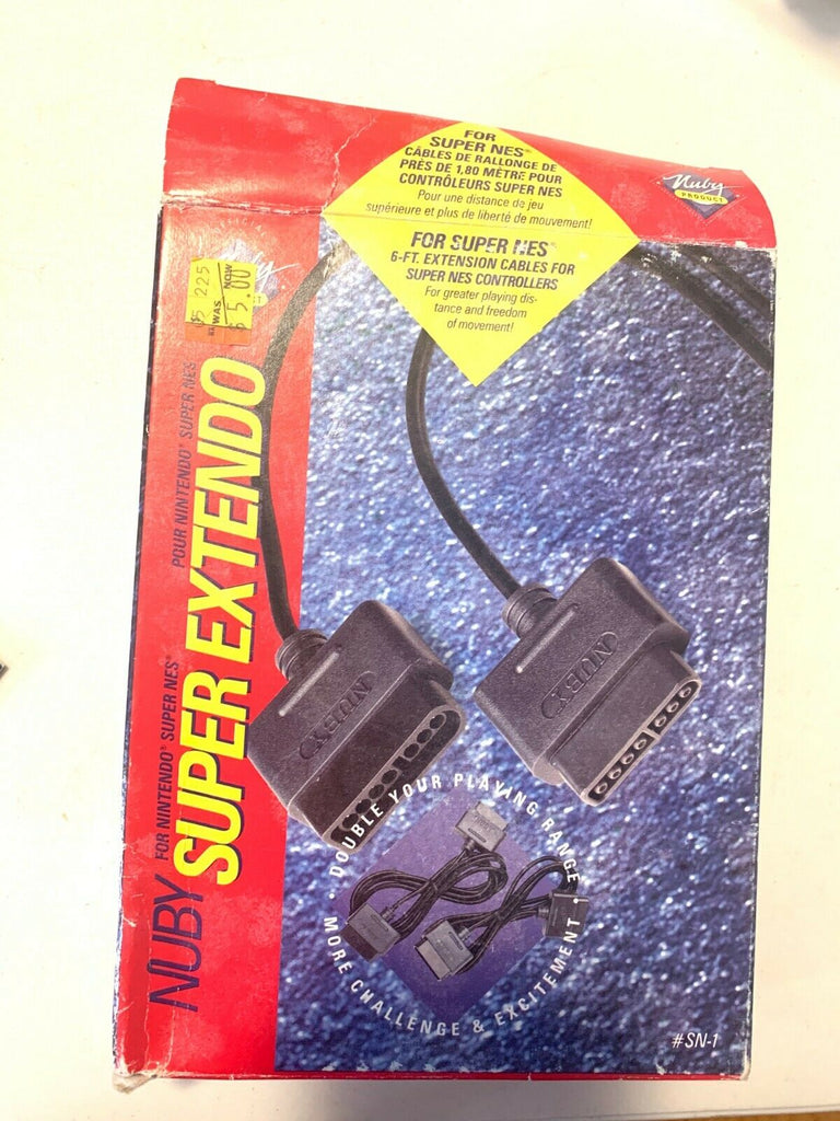 NUBY Super Nintendo SNES Extendo Controller Extension Cords w/ Original Box RARE