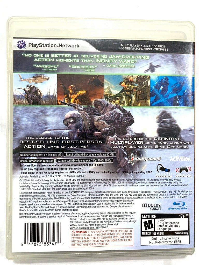 Call of Duty Modern Warfare 2 Sony Playstation 3 PS3 Game