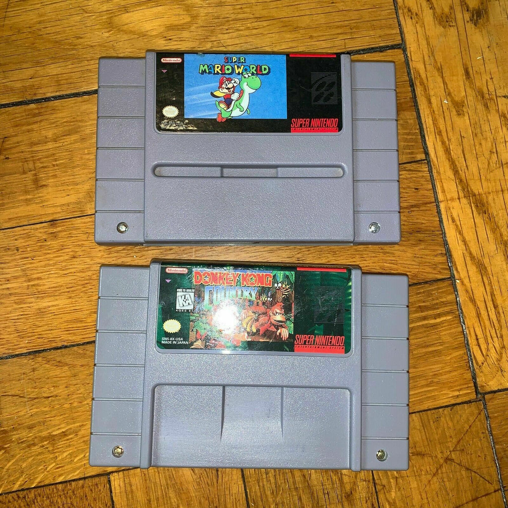 Super Nintendo SNES Console w/ OEM Controllers + w/ Mario World & Donkey Kong