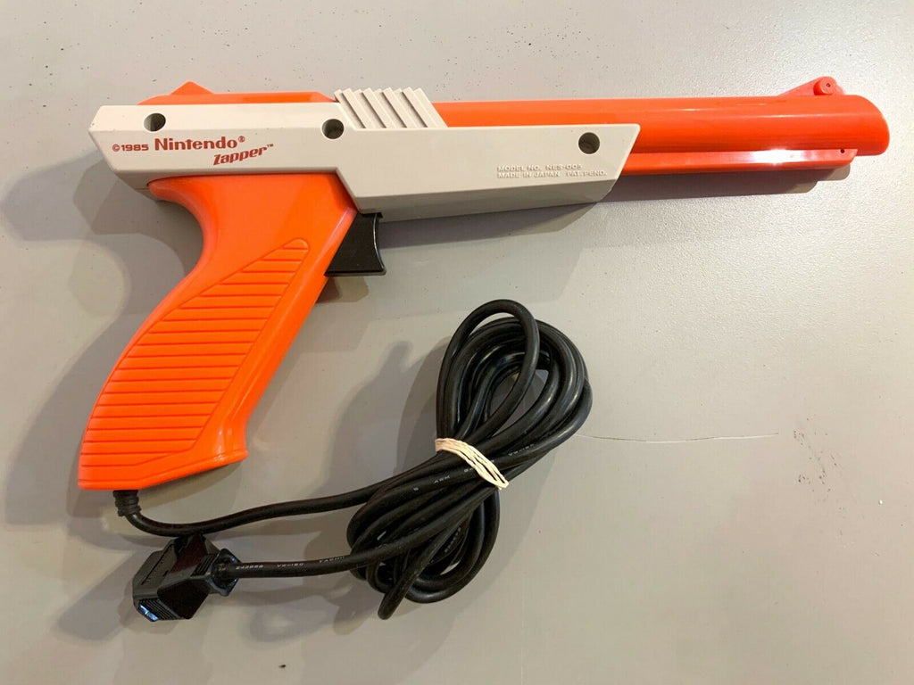 Official Orange Nintendo NES-005 Zapper Light Gun Controller Tested WORKING!