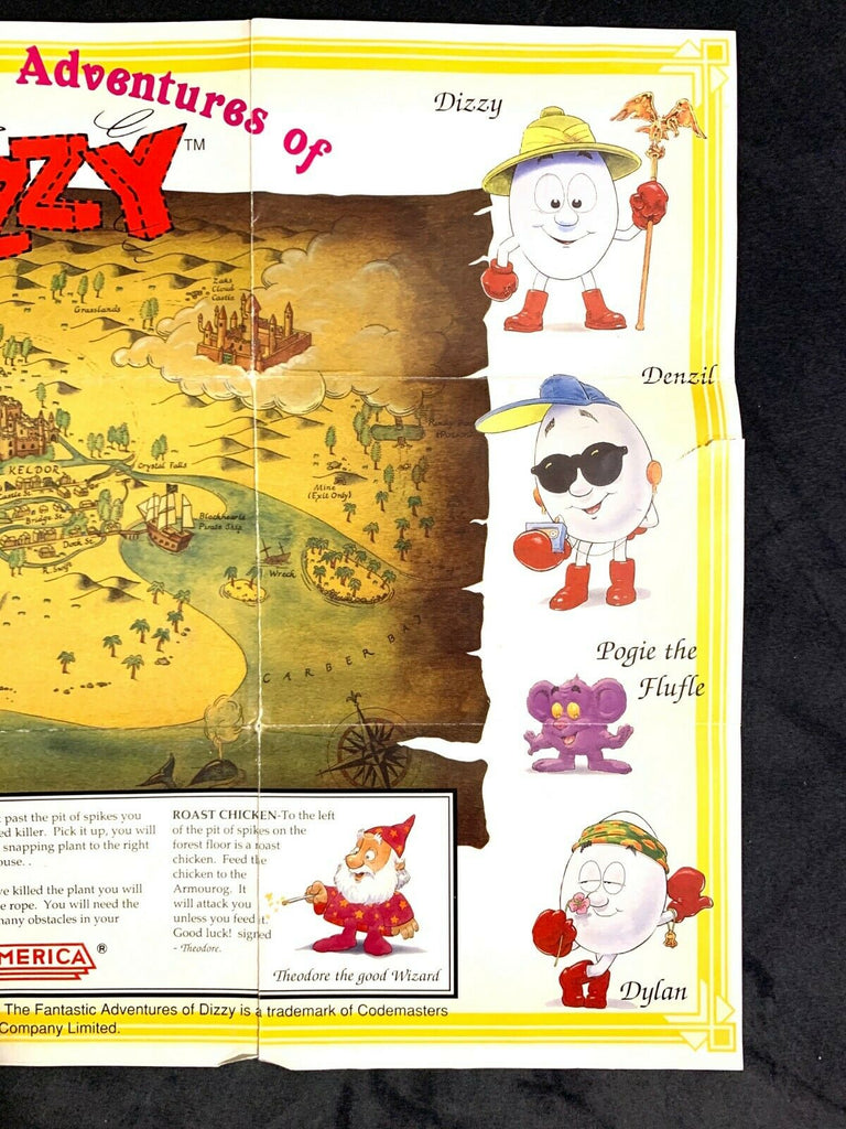 Fantastic Adventures of Dizzy (Nintendo) Camerica insert NES OEM Poster MAP