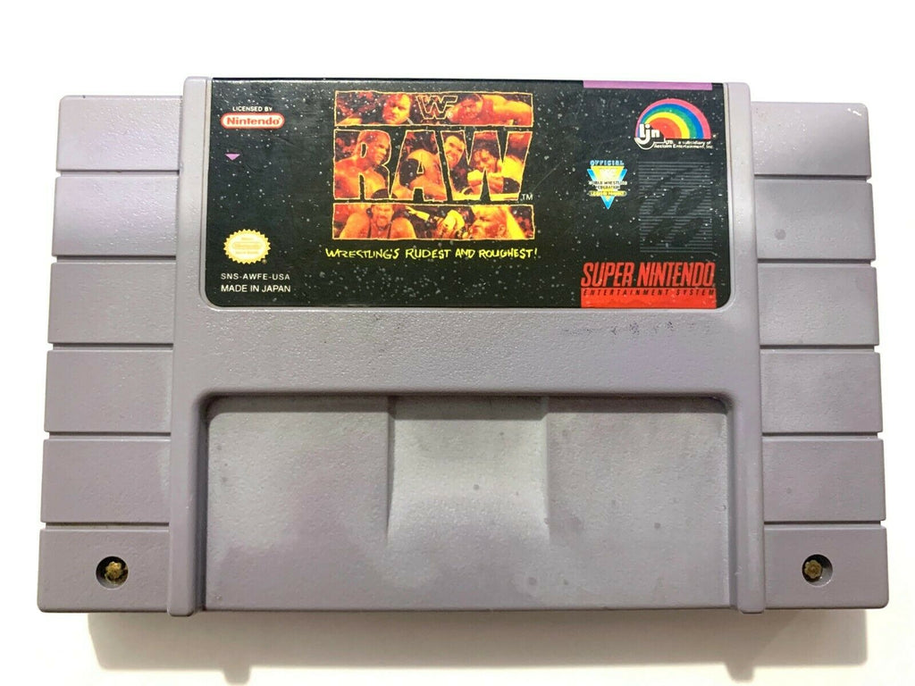 WWF Raw SNES Super Nintendo Game - Tested Working & Authentic!