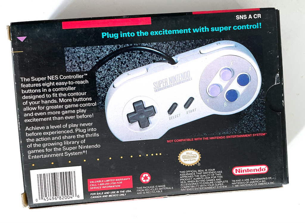 RARE! Super Nintendo SNES OEM Authentic Original Controller Box & Manual