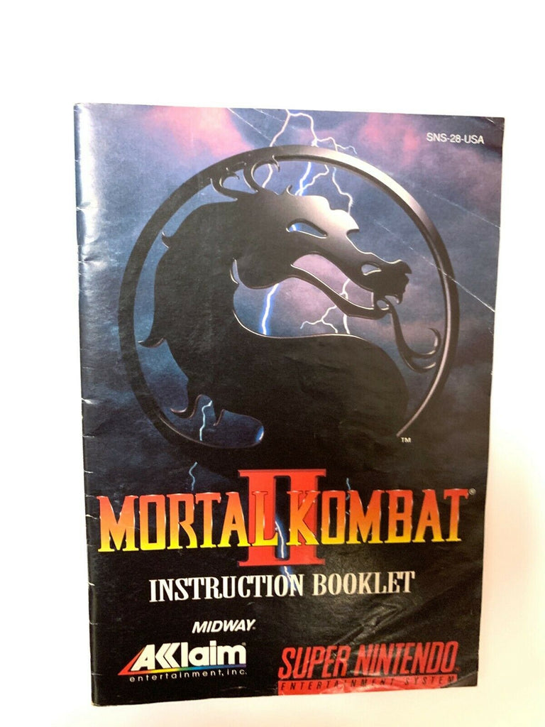 MORTAL KOMBAT II 2 Super Nintendo SNES Original Instruction Manual Booklet Book