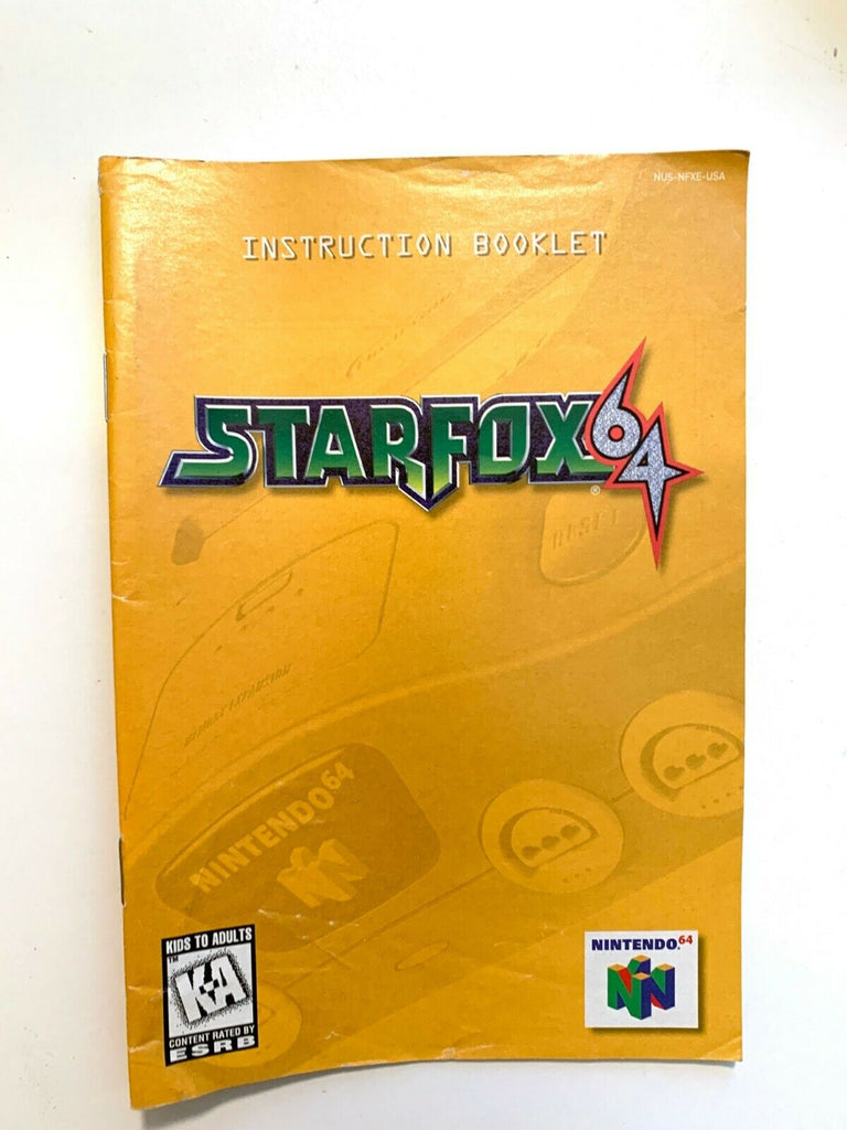 Starfox N64 NINTENDO 64 Instruction Manual Booklet & NUS-NFXE-USA Power Insert