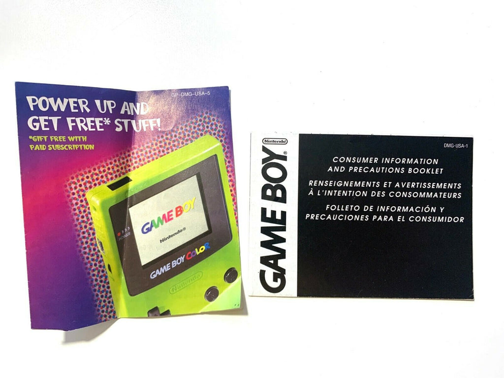 Gameboy Power Up and Get Free Stuff GP-DMG-USA-5 Insert & Consumer Information