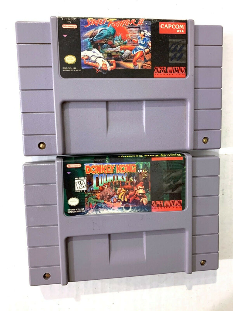 Donkey Kong Country & Street Fighter 2 SNES Super Nintendo Game Lot AUTHENTIC!