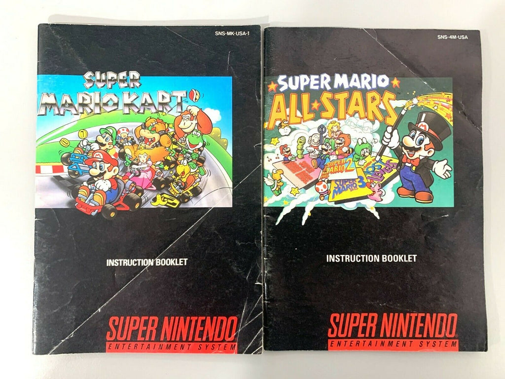 Mario Kart & All Stars Super Nintendo Instruction Manual Booklet Book Lot