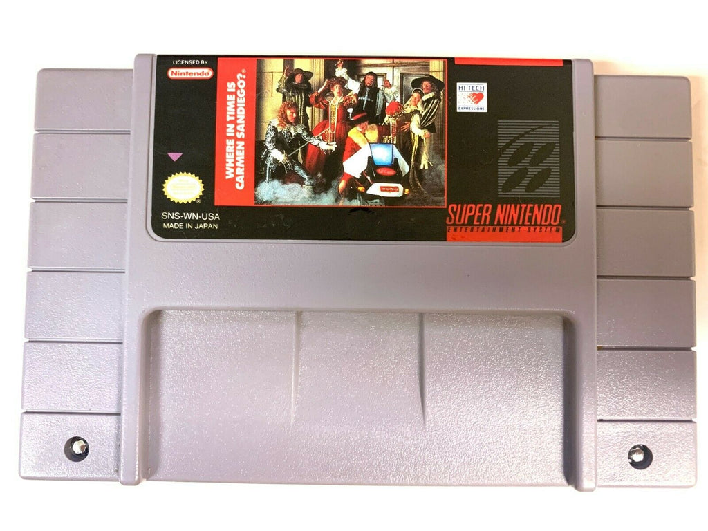 WHERE IN TIME IS CARMEN SANDIEGO Super Nintendo SNES Game - Tested - Working!