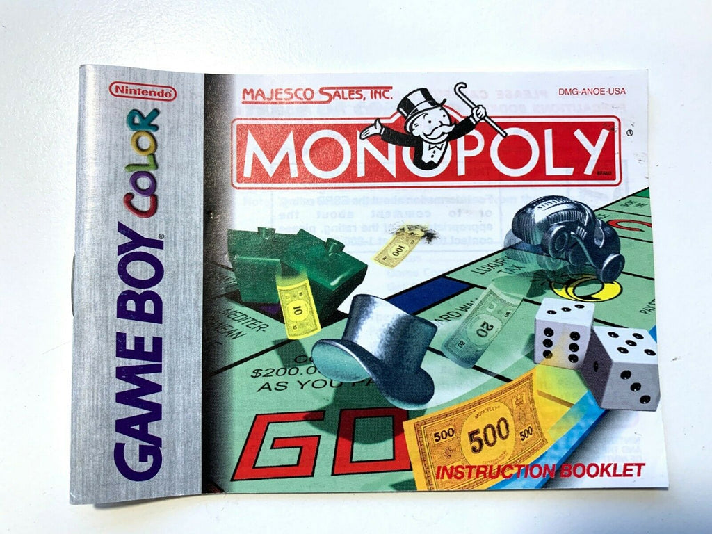 MANUAL ONLY Monopoly Original Nintendo Gameboy Color Instruction Booklet Book