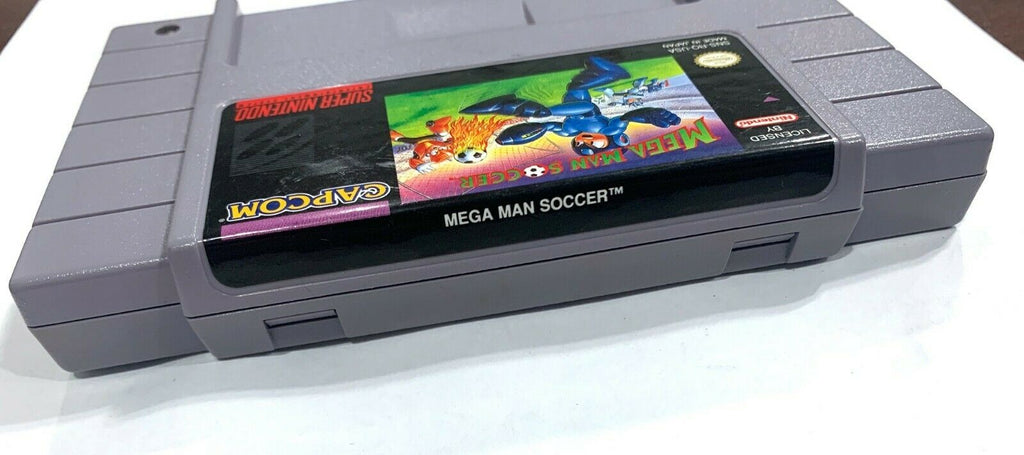 Mega Man Soccer SUPER NINTENDO SNES Game Tested + Working & Authentic!