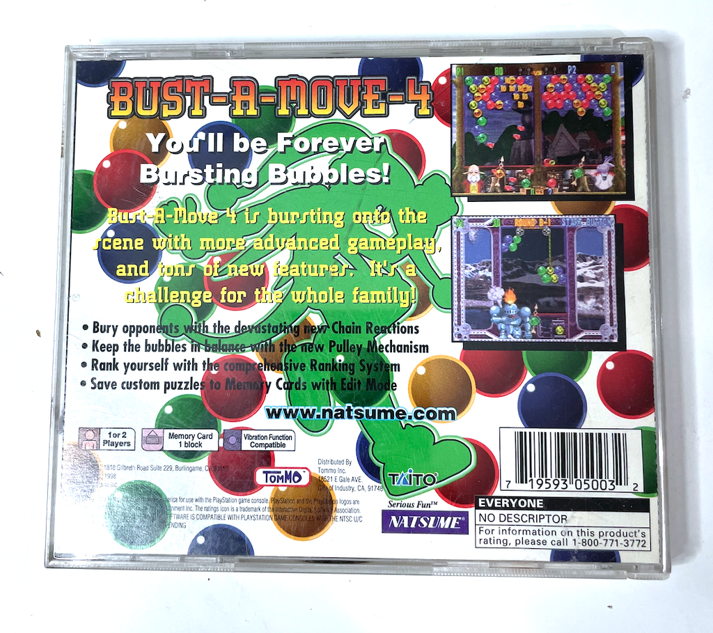 Bust-A-Move 4 PS1 Sony Playstation Complete Manual Disk Authentic