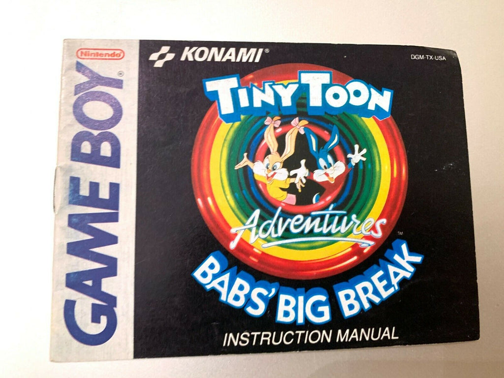 Tiny Toons Babs Big Break Original Nintendo Gameboy Instruction Booklet Manual