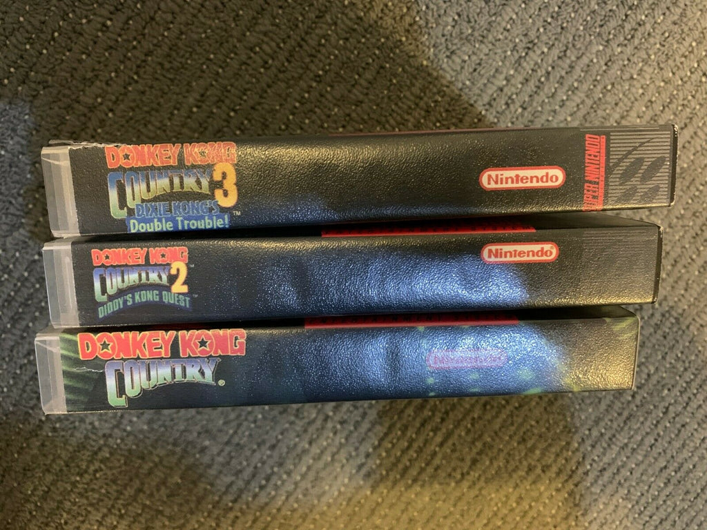 Donkey Kong Country 1 2 3 Game Lot w/ Cases SUPER NINTENDO SNES All Authentic!