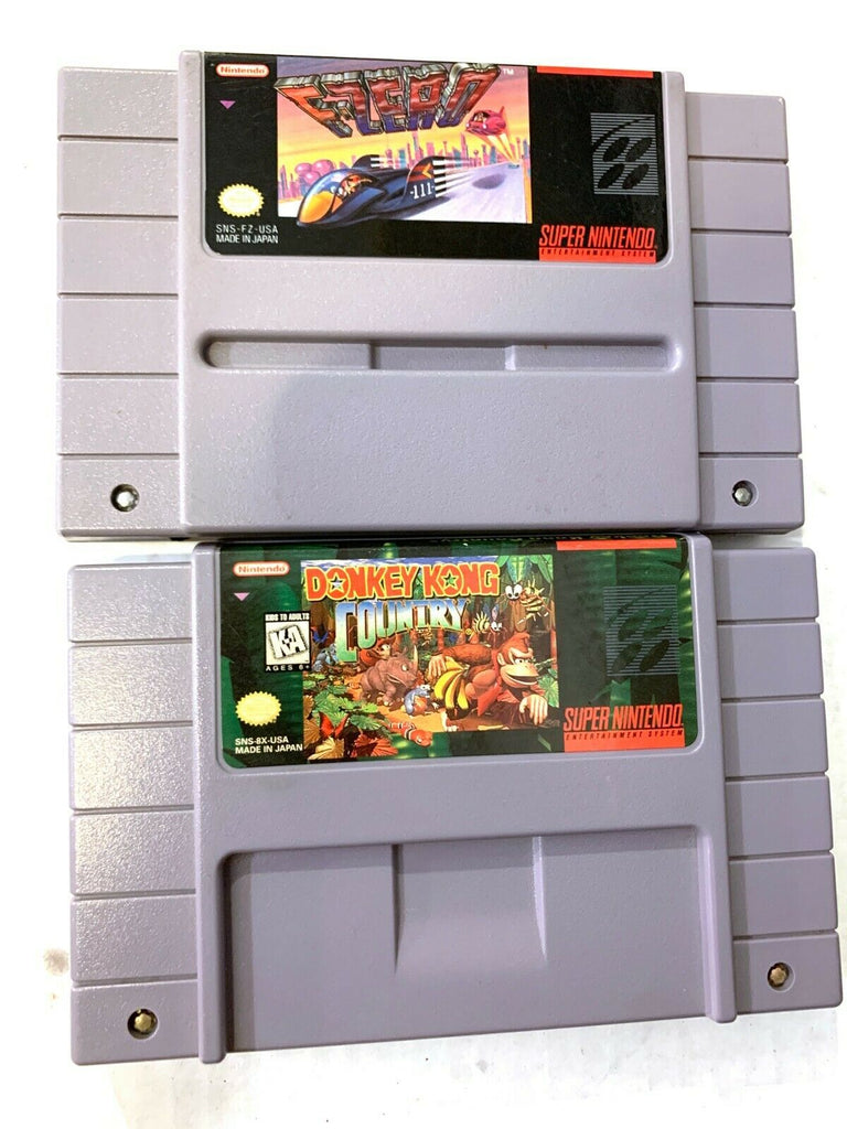 Donkey Kong Country & F-ZERO SNES Super Nintendo Game Lot Tested & AUTHENTIC!