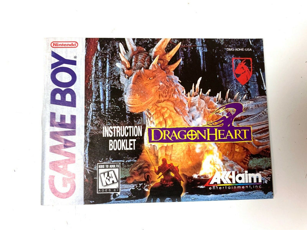 Dragon Heart Authentic Original Nintendo Gameboy Instruction Manual Booklet Book