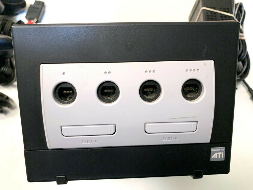 Jet Black Nintendo GameCube System Console w/ Original Controller & All Cables !
