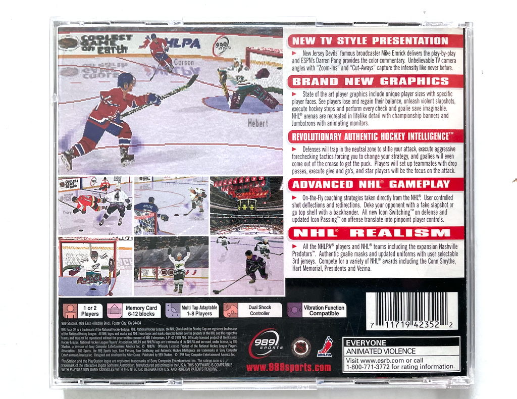 Nhl Face Off 99 Hockey (Sony Playstation 1 ps1) Complete FaceOff Tested WORKING!