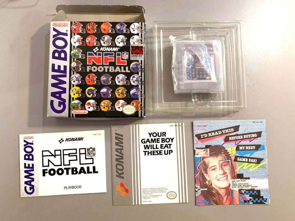 NFL Football Nintendo Game Boy Konami 1990 - Complete in Box NEVER USED!