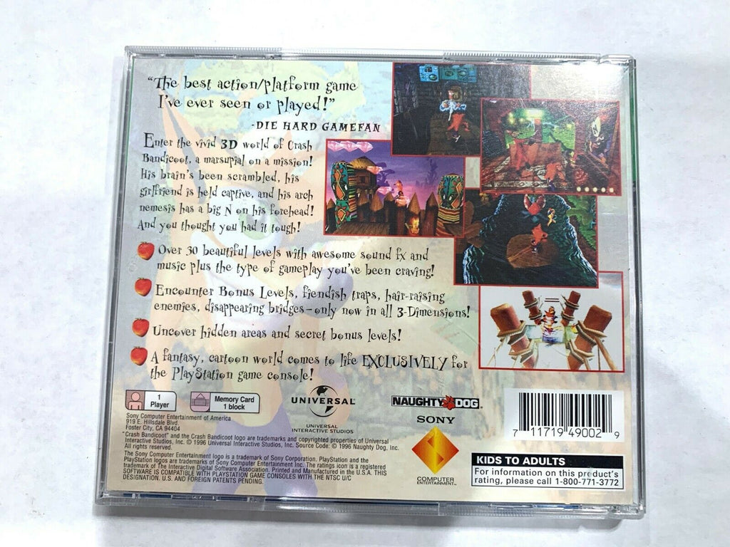 Crash Bandicoot Sony Playstation 1 PS1 Game