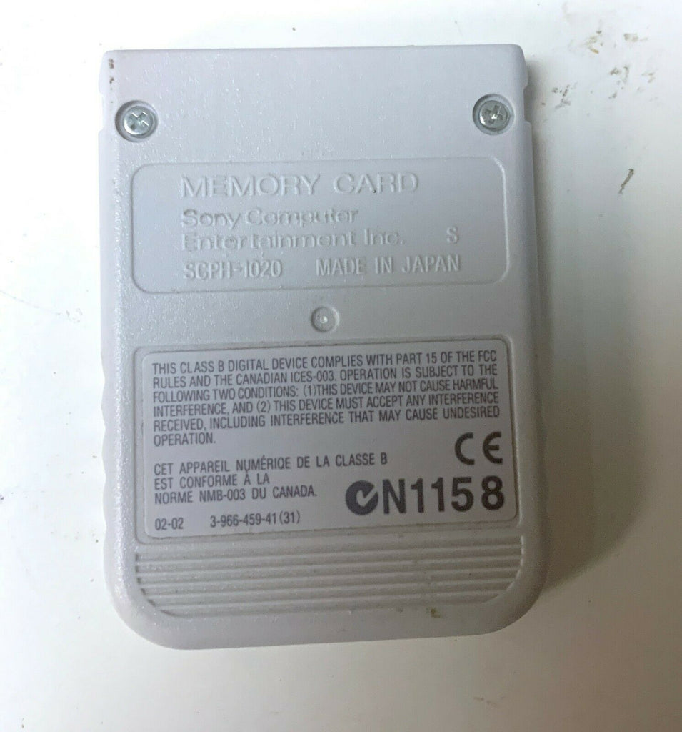 GENUINE GRAY SONY BRAND PLAYSTATION PS1 MEMORY CARD SCPH-1020 OFFICIAL OEM