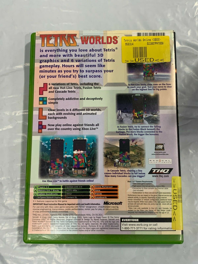Tetris Worlds ORIGINAL MICROSOFT XBOX GAME COMPLETE CIB TESTED WORKING