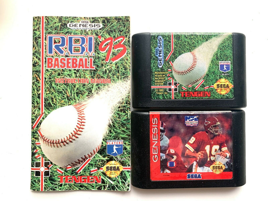 Lot of 2 Sega Genesis Games RBI Baseball 93 w/ Manual and NFL Football 94