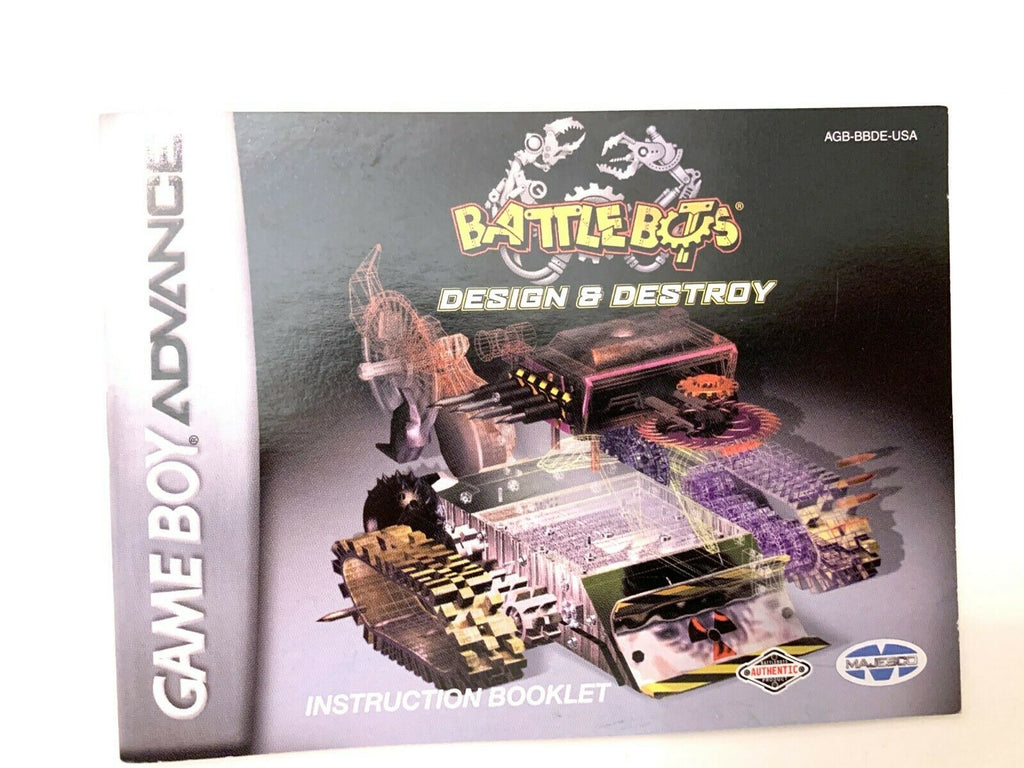 Battlebots Design and Destroy Manual Nintendo Gameboy Advance GBA Game Boy