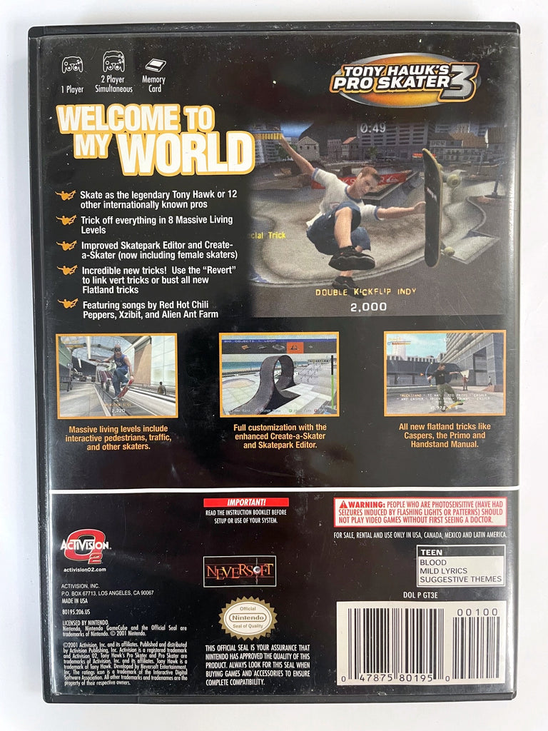 Tony Hawk's Pro Skater 3 Nintendo Gamecube Game