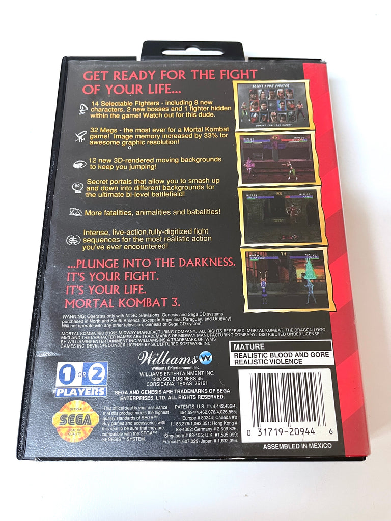 Mortal Kombat 3 Sega Genesis Game (Complete)