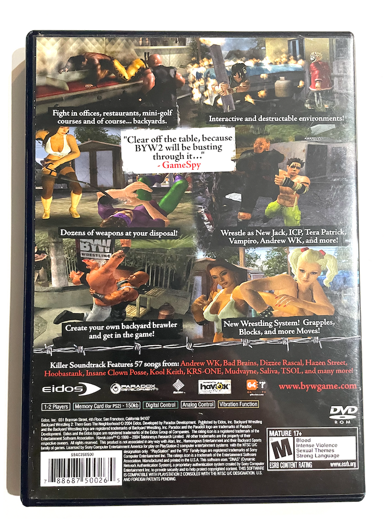 Backyard Wrestling 2 SONY PLAYSTATION 2 PS2 Game