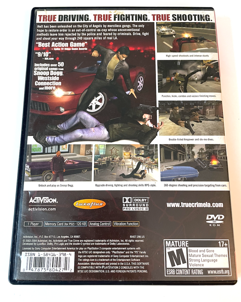 True Crime Streets of LA Sony Playstation 2 PS2 Game
