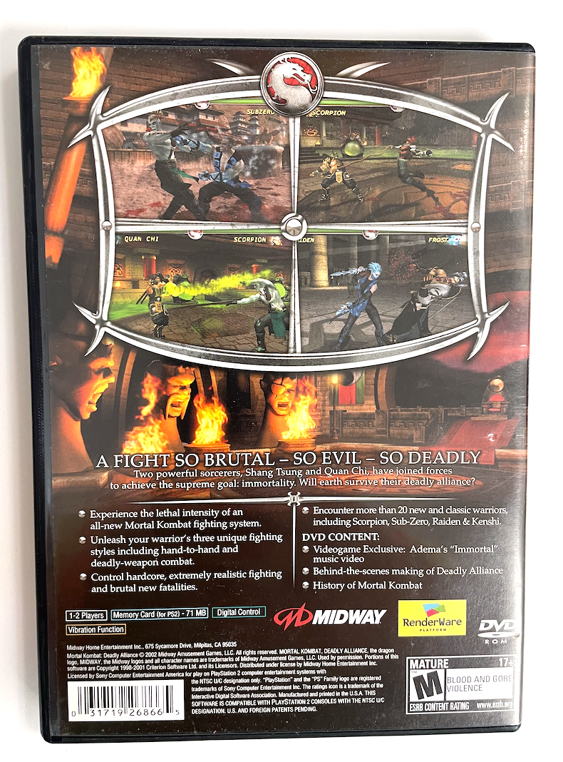 Mortal Kombat Deadly Alliance Sony Playstation 2 Ps2 Game – The Game Island