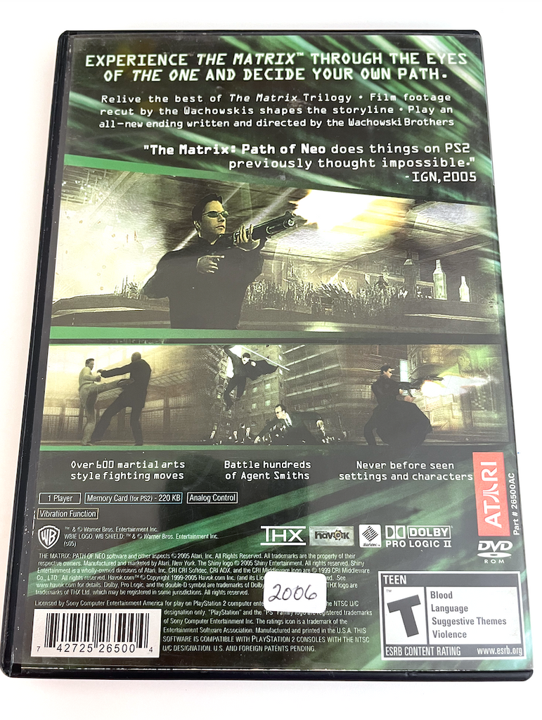 The Matrix Path of Neo Sony Playstation 2 PS2 Game